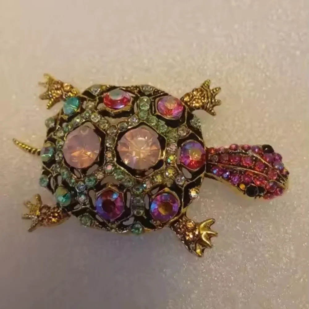Vintage Multicolor Turtle Brooch